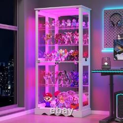 Display Cabinet with Adjustable Shelf, 5-Tier RGB Curio Cabinet for Collectibles