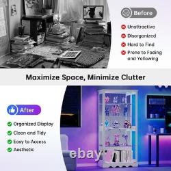 Display Cabinet with Adjustable Shelves, 5-Tier RGB Storage Cabinet for Dolls Display Cabinet with Adjustable Shelves, 5-Tier RGB Storage Cabinet for Dolls