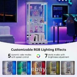 Display Cabinet with Adjustable Shelves, 5-Tier RGB Storage Cabinet for Dolls Display Cabinet with Adjustable Shelves, 5-Tier RGB Storage Cabinet for Dolls