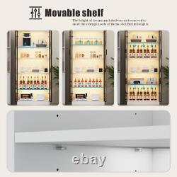 Display Cabinet with Doors and Adjustable Shelves, 65 Bookcase with LED Lights