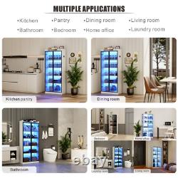 Display Cabinet with Doors and Adjustable Shelves, 65 Bookcase with LED Lights