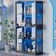 Display Cabinet With Glass Doors, 4-tier Curio Display Case With 12 Color Lights