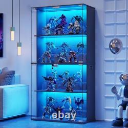 Display Cabinet with Glass Doors, 66' Curio Cabinet with Lockable and LED Lights