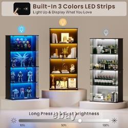 Display Cabinet with Glass Doors, 66' Curio Cabinet with Lockable and LED Lights