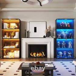 Display Cabinet with Glass Doors, 66' Curio Cabinet with Lockable and LED Lights