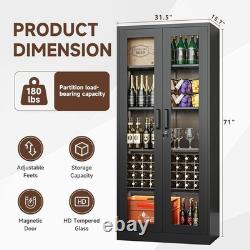 Display Cabinet with Glass Doors, 71 Inches Metal Display Case with 4 Adjusta