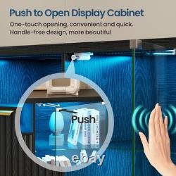 Display Cabinet with Glass Doors, Display case with 3 Drawer& Glass Shelves