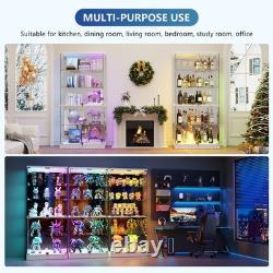 Display Cabinet with Glass Doors, Lockable Figure Display cases with RGB Lights