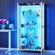 Display Cabinet With Led Lights, Display Case With Glass Storage Shelves, 4-t