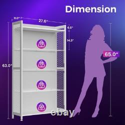 Display Cabinet with LED Lights, Display Case with Glass Storage Shelves, 4-T