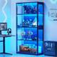 Display Cabinet With Rgb Lights, 4-tier Display Case With Glass Doors And Storag