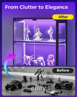 Display Cabinet with RGB Lights, 4-Tier Display Case with Glass Doors and Storag