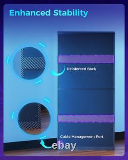 Display Cabinet with RGB Lights, 4-Tier Display Case with Glass Doors and Storag
