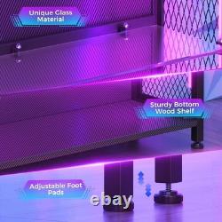 Display Case With LED Lights Display Cabinet With Glass Storage Shelves & Industrial
