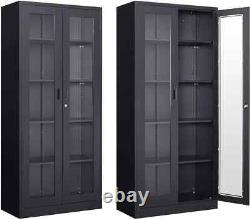 Display Case with Glass Doors, Collectibles 15.8D x 31.5W x 71H Black, MetaL Display Case with Glass Doors, Collectibles 15.8D x 31.5W x 71H Black, MetaL