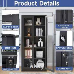 Display Case with Glass Doors, Collectibles 15.8D x 31.5W x 71H Black, MetaL