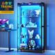 Display Case With Led Lights, Display Cabinet With Glass Storage Shelves, 4-tier