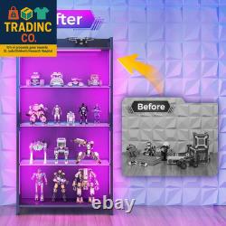 Display Case with LED Lights, Display Cabinet with Glass Storage Shelves, 4-Tier