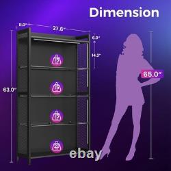 Display Case with LED Lights Shelf Cabinet with Glass Shelves Curio Black