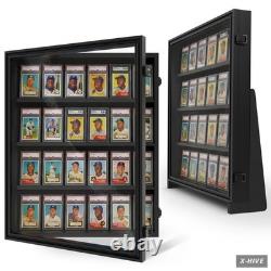 Display Cases 1 24 Graded Card Case Baseball Stand UV Protection Storage Cabinet