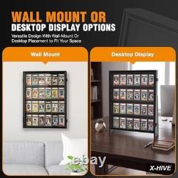 Display Cases 1 24 Graded Card Case Baseball Stand UV Protection Storage Cabinet