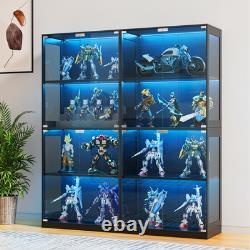 DoCred Display Cabinet with Glass Doors, 63 H 4-Tier Curio Cases with LED Light