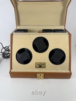 EILUX 3 Watch Winder Display Case Brown Leather Automatic Watch Storage
