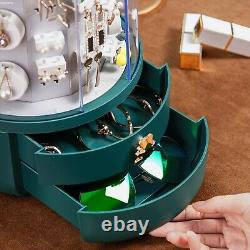 Earring Organizer 360 Rotating Holder Jewelry Box Display Stand Drawer Rack Case