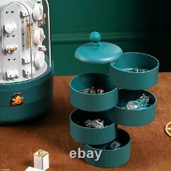 Earring Organizer 360 Rotating Holder Jewelry Box Display Stand Drawer Rack Case