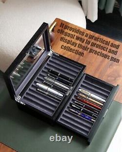 Elegant 24-Slot Pen Display Case with Glass Window & Velvet Interior