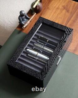 Elegant 24-Slot Pen Display Case with Glass Window & Velvet Interior