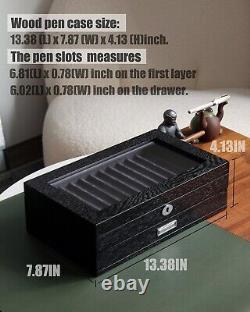 Elegant 24-Slot Pen Display Case with Glass Window & Velvet Interior