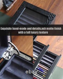 Elegant 24-Slot Pen Display Case with Glass Window & Velvet Interior