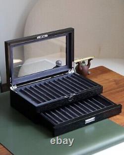 Elegant 24-Slot Pen Display Case with Glass Window & Velvet Interior