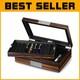 Elegant Pen Display Case In Ebony With Pu Leather Lining 20 Slot Storage