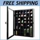 Elegant Wall-mounted Rock Display Case With Adjustable Shelves Black Wood