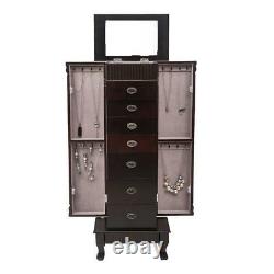 Extra Large Traditional Jewelry Cabinet Armoire with Mirror Display Storage Home