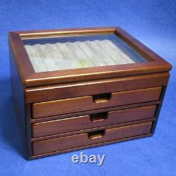 F/S Wooden Stationery Fountain Pen Case Display 40 Slot Collection Storage Japan