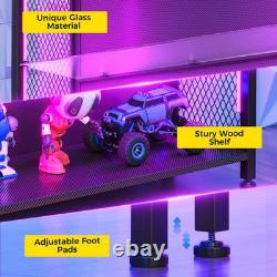 Figure Display Case 4 Tier RGB LED Light Action Minifigures Shelf Glass Cabinet