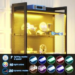 Figure Display Case 4 Tier RGB LED Light Action Minifigures Shelf Glass Cabinet