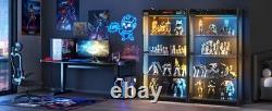 Figure Display Case 4 Tier RGB LED Light Action Minifigures Shelf Glass Cabinet
