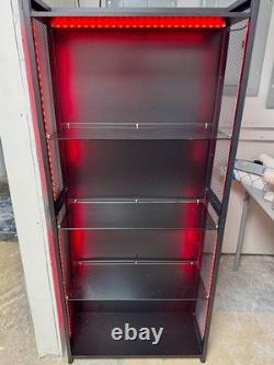 Figure Display Case 4 Tier RGB LED Light Action Minifigures Shelf Glass Cabinet