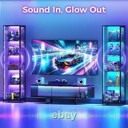 Figure Display Case 5 Tier 72 Inch RGB LED Light Minifigures Shelf Glass Cabinet