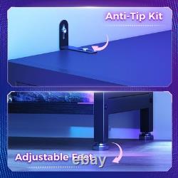 Figure Display Case 5 Tier 72 Inch RGB LED Light Minifigures Shelf Glass Cabinet