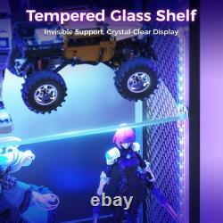 Figure Display Case 5 Tier 72 Inch RGB LED Light Minifigures Shelf Glass Cabinet