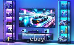 Figure Display Case 5 Tier 72 Inch RGB LED Light Minifigures Shelf Glass Cabinet