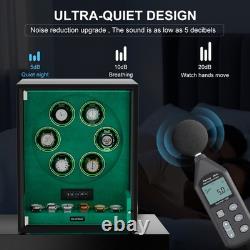 Fingerprint Automatic 6 Watch Winder 6 Watches Storage Display Case Box RGB Gift