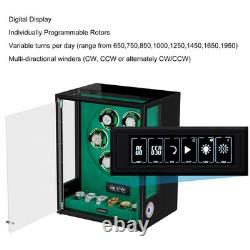 Fingerprint Automatic 6 Watch Winder 6 Watches Storage Display Case Box RGB Gift