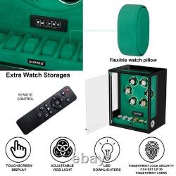 Fingerprint Automatic 6 Watch Winder 6 Watches Storage Display Case Box RGB Gift