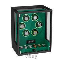 Fingerprint Automatic 6 Watch Winder 6 Watches Storage Display Case Box RGB Gift